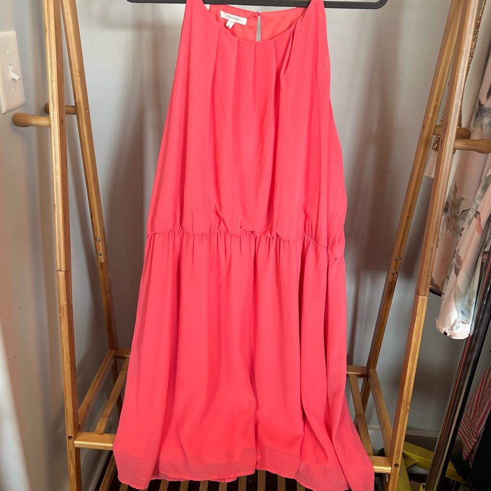 Maurices coral pleated mini dress size 2X - Picture 2 of 12
